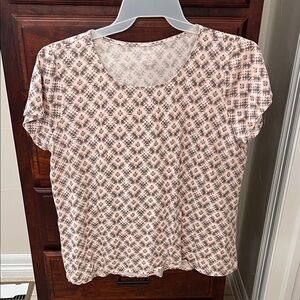 Pink and Brown Patterned Women's Top